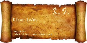 Klee Iván névjegykártya